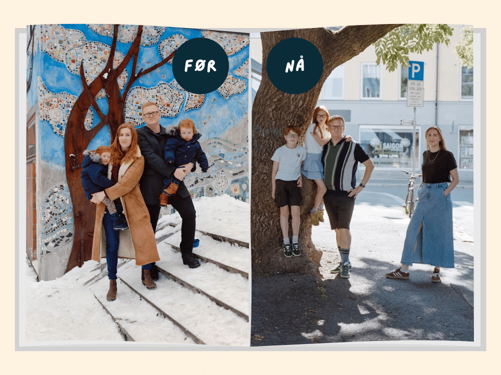 Bilde av samme familie, før og nå